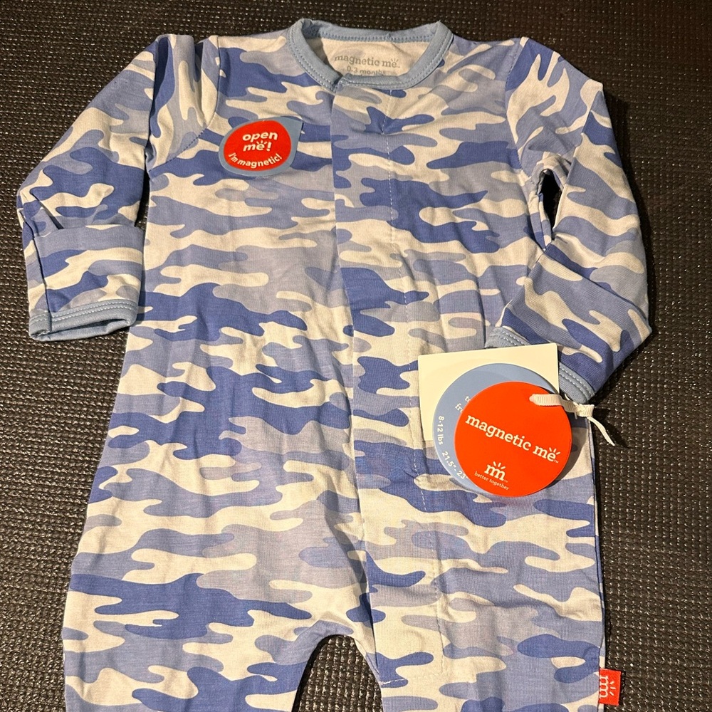 Magnetic Me Blue and White Camo Footie